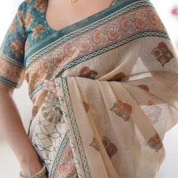 ALMAARI FASHION Ethnic Motifs Pure Cotton Kanjeevaram Saree image 3