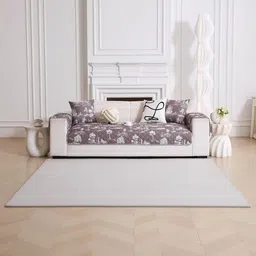 HOMETHREADS Grey & Grey Printed Sofa Cover image 5