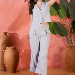 HERE&NOW Self Design Sleeveless Top with Trousers Co-Ords-picture-30