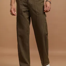 HIGHLANDER Men Straight Fit High-Rise Cargos Trousers-image-92