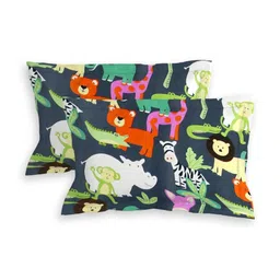 MODEFE Green & White Cartoon Characters 180 TC Queen Bedsheet with 2 Pillow Covers image 2