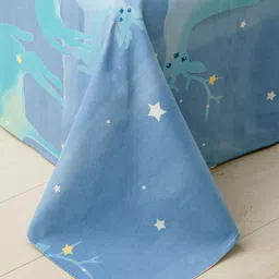 JC HOME Blue & White Graphic King Bedsheet with Pillow Covers image 2