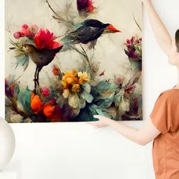 RANDOM White & Red Floral And Botanical Canvas Wall Art image 4