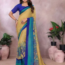 Moda Rapido Floral Printed Poly Georgette Saree image 1
