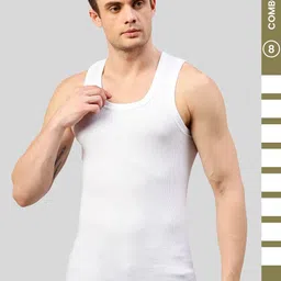 MACHO Sporto Pack Of 8 Pure Cotton Scoop Neck Basic Vests-picture-27