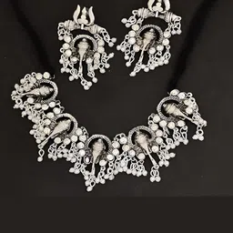 JMBW INTERNATIONAL Silver-Plated Oxidised Beaded Jewellery Set-picture-12