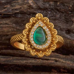 Kushal's Fashion Jewellery Gold-Plated Artificial Stones Studded Antique Finger Ring-picture-14