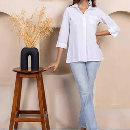 INAAYA JAIPUR Roll-Up Sleeves Cotton Top image 2