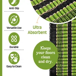 Kuber Industries Brown & Green 3 Pieces Textured Cotton Anti-Slip Doormats image 5