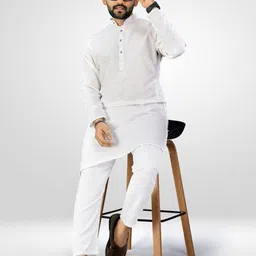 ETHNICSUTRA Men Embroidered Straight Cotton Kurta image 4