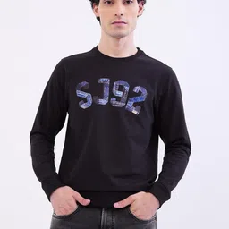 SPYKAR Men Black Cotton Pullover Sweatshirts-image-90