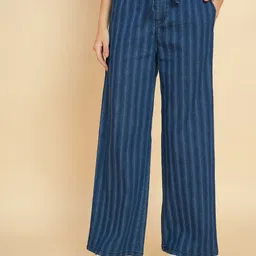 STUDIO NEXX Women Striped Flared Fit Trousers-image-7