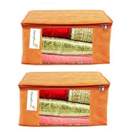 Home Fresh Set of 2 Orange Printed Saree Organizers image 5