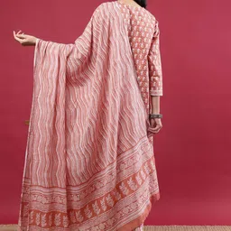 Polyglot Women Floral Printed A-Line Kurta with Trousers image 2