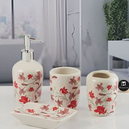 Kookee Multicoloured 4 piece Abstract Ceramic Bath Accessories Set-picture-25