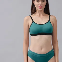 Aamarsh Pack Of 3 Non Padded Cotton Bra With Bikini Brief image 2