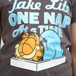 V-Mart Girls Typography Garfield Printed Cotton T-Shirt image 5