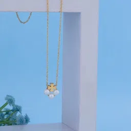 SZN Elegant Set Of 2 Gold-Plated Artificial Beaded Star Minimal Link Chain Necklaces image 3