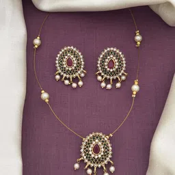Rujve Jewellery Gold-Plated Stone-Studded Jewellery Set image 3