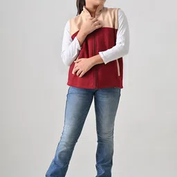 BAESD Girls Colourblocked Stand Collar Lightweight Fleece Open Front Jacket image 2