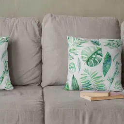 THEYAYACAFE White & Green Set of 2 Floral Velvet Square Cushion Covers-picture-16