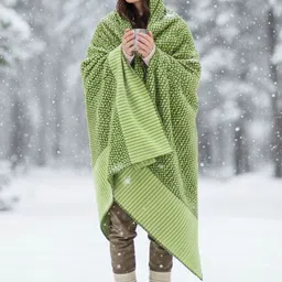 Tharunsha Elite Lime Green & Red AC Room 300 GSM Blanket image 3