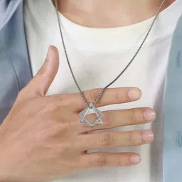 Utkarsh Silver-Plated Geometric Pendants with Chains-picture-31