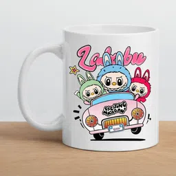 PaMeG White & Blue Cartoon Characters Printed Ceramic Glossy Mug-picture-26