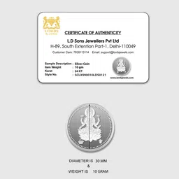 lords jewels Laxmi Ji Silver Coin 10 Grams S 999 10 g Silver Coin image 5