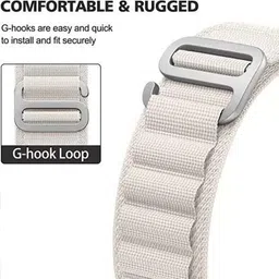 HiWatch Alpine Loop Nylon Bands/Straps Compatible with Watch 49mm 45mm 44mm 42mm Men & Women, Adjustable Strap with Metal G-Hook Premium Strap in white color for iWatch Ultra Series SE 8 7 6 5 4 3 2 1 (Only Alpine Loop Strap for Apple iWatch, Watch NOT Included) Smart Watch Strap image 3