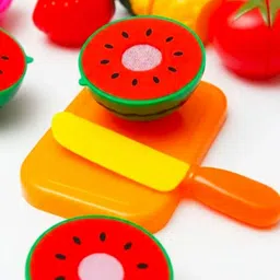 a cube Kids Plastic Fruit & Vegetable Cutting Toy Set with Knife & Board image 5