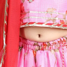 here&now x kinder kids Kinder Kids Girls Embroidered Ready to Wear Lehenga & Blouse With Dupatta image 3