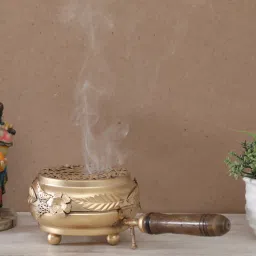 rhapsodically made Lobandan Gold Brass Incense Holders-picture-23