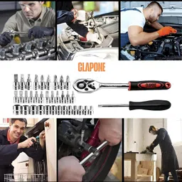 shivanicorp 46 PCS 1/4 Inch Socket Set | Compact Ratchet Wrench Tool Kit | High Quality Long Handle Screwdriver image 5