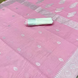 zilvira Self Design, Woven Bollywood Cotton Linen, Cotton Jute Saree image 5