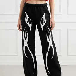Women Graphic Print Black Track Pants-image-6
