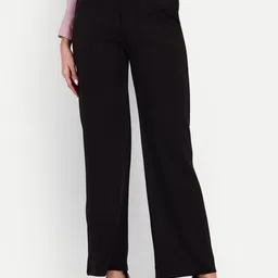 broadstar Women Loose Fit Black Lycra Blend Trousers-picture-35