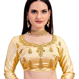 MANVAA Embroidered Beads and Stones Semi-Stitched Lehenga & Unstitched Blouse With image 2