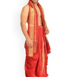 Exotic India Woven Design Art Silk Ready to Wear Dhoti Pant & Veshti image 4