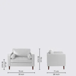 timberly Bruch Pu Leather 1 Seater Sofa in Beige Colour image 2