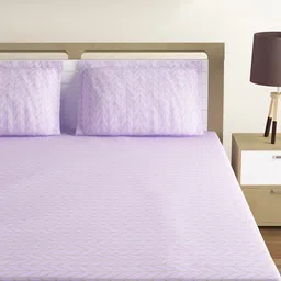 SWAYAM Purple & Grey Geometric 144 TC Cotton King Bedsheet with 2 Pillow Covers image 3