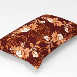 UrbanArts Brown & Peach-Coloured Floral 180 TC Single Bedsheet with 1 Pillow Covers image 4