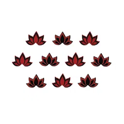 Comet Busters Red & Black Lotus Shaped Reusable Designer Bindis - 10 Pcs image 3