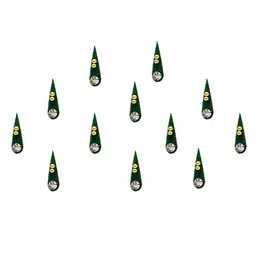 Comet Busters Green Embellished Handcrafted Beautiful Traditional Designer Bindis - 12 Pcs image 3