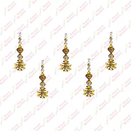 Comet Busters Gold-Toned Embellished Traditional Designer Bindis - 5 Pcs image 3