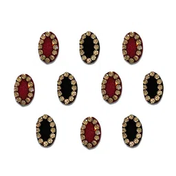Comet Busters Maroon & Black Embellished Handcrafted Traditional Designer Bindis - 10 Pcs image 2