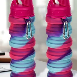 Kuber Industries Pink 2 Pieces Folding Water Bottle 500 ML Each image 3