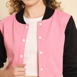 TANDUL Colourblocked Lightweight Crop Bomber Jacket image 5