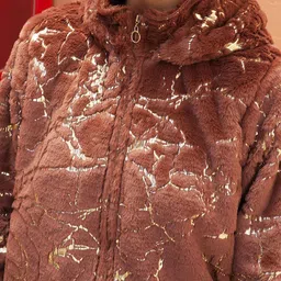 Campus Sutra Self Design Mock Collar Faux Fur Trim Windcheater Crop Bomber Jacket image 3