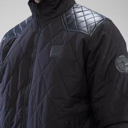 SPYKAR Men Solid Geometric Design Full Sleeve Regular Fit Bomber Jacket image 2